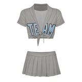 Custom Gray Light Blue Cheerleading Uniform Set