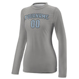 Custom Gray Light Blue Women's Long-Sleeve Shirt