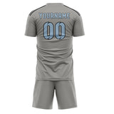 Custom Gray Light Blue Soccer Jersey