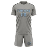 Custom Gray Light Blue Soccer Jersey