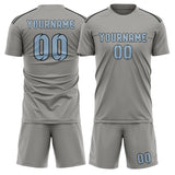 Custom Gray Light Blue Soccer Jersey