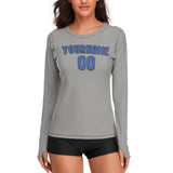 Custom Gray Sky Blue Women's Long-Sleeve Shirt