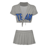 Custom Gray Sky Blue Cheerleading Uniform Set