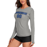 Custom Gray Sky Blue Women's Long-Sleeve Shirt
