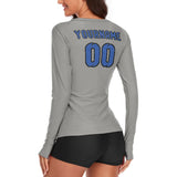 Custom Gray Sky Blue Women's Long-Sleeve Shirt