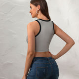 Custom Gray Sky Blue Sleeveless Tank Top