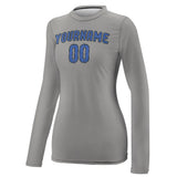 Custom Gray Sky Blue Women's Long-Sleeve Shirt