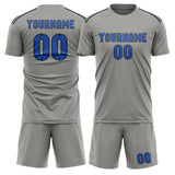 Custom Gray Sky Blue Soccer Jersey