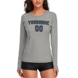 Custom Gray Blue Women's Long-Sleeve Shirt