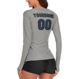 Custom Gray Blue Women's Long-Sleeve Shirt