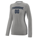Custom Gray Blue Women's Long-Sleeve Shirt