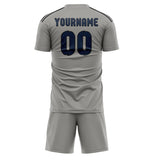 Custom Gray Blue Soccer Jersey