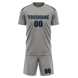 Custom Gray Blue Soccer Jersey