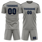 Custom Gray Blue Soccer Jersey