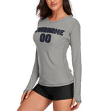 Custom Gray Navy Women's Long-Sleeve Shirt