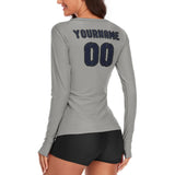 Custom Gray Navy Women's Long-Sleeve Shirt