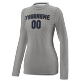 Custom Gray Navy Women's Long-Sleeve Shirt