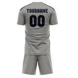 Custom Gray Navy Soccer Jersey