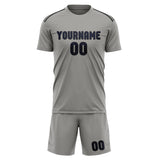 Custom Gray Navy Soccer Jersey