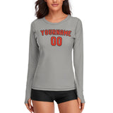 Custom Gray Orange Red Women's Long-Sleeve Shirt