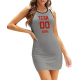 Custom Gray Orange Red Sleeveless Vest Dress