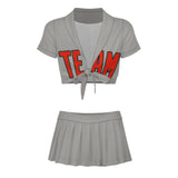 Custom Gray Orange Red Cheerleading Uniform Set