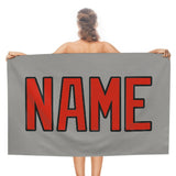 Custom Gray Orange Red Beach Towel