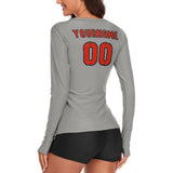 Custom Gray Orange Red Women's Long-Sleeve Shirt
