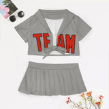 Custom Gray Orange Red Cheerleading Uniform Set