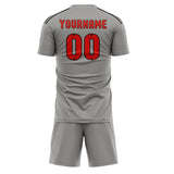 Custom Gray Orange Red Soccer Jersey