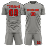 Custom Gray Orange Red Soccer Jersey