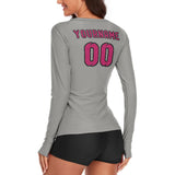 Custom Gray Pink Women's Long-Sleeve Shirt