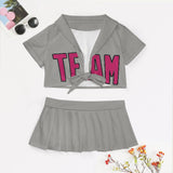 Custom Gray Pink Cheerleading Uniform Set