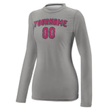 Custom Gray Pink Women's Long-Sleeve Shirt