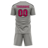 Custom Gray Pink Soccer Jersey