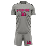 Custom Gray Pink Soccer Jersey