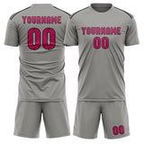 Custom Gray Pink Soccer Jersey