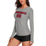 Custom Gray Red Women's Long-Sleeve Shirt