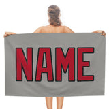 Custom Gray Red Beach Towel