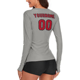 Custom Gray Red Women's Long-Sleeve Shirt