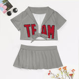 Custom Gray Red Cheerleading Uniform Set