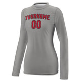 Custom Gray Red Women's Long-Sleeve Shirt