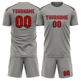 Custom Gray Red Soccer Jersey