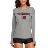 Custom Gray Crimson Red Women's Long-Sleeve Shirt