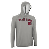 Custom Gray Crimson Red UV-Hoodie