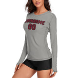 Custom Gray Crimson Red Women's Long-Sleeve Shirt