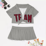 Custom Gray Crimson Red Cheerleading Uniform Set