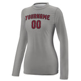 Custom Gray Crimson Red Women's Long-Sleeve Shirt