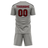 Custom Gray Crimson Red Soccer Jersey