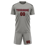 Custom Gray Crimson Red Soccer Jersey